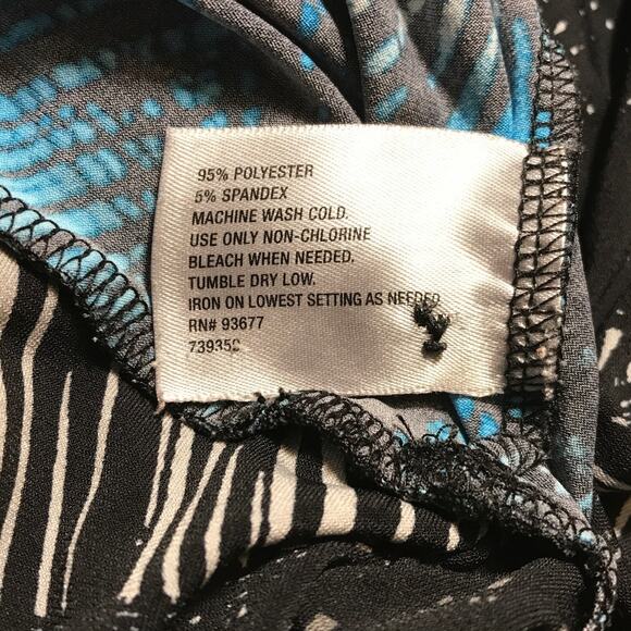 Worthington Abstract Print V-Neck 3/4 Sleeve Stretch Blouse 1X - Picture 5 of 6